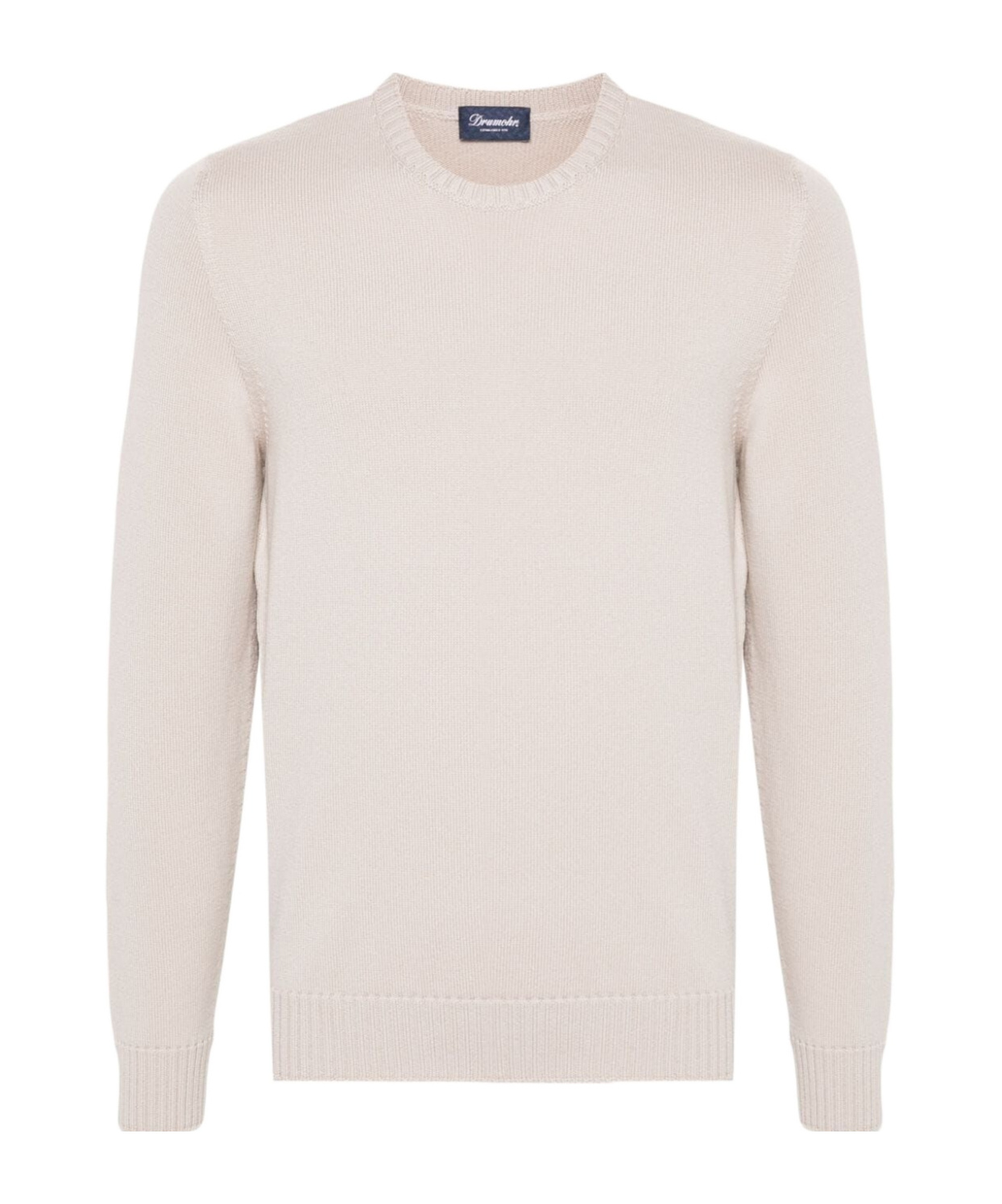 Drumohr Ribbed Texture Long Sleeve Crew-neck Sweater In White