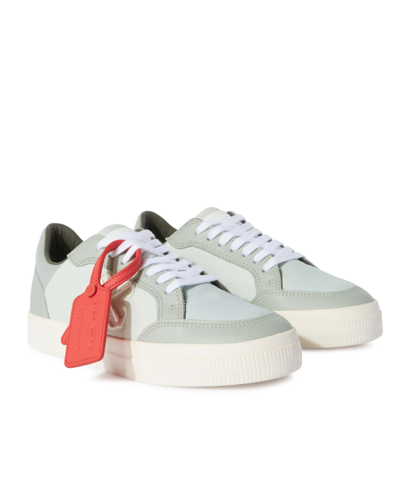 Off-white Green New Low Vulcanized Calf Leather Sneakers In White