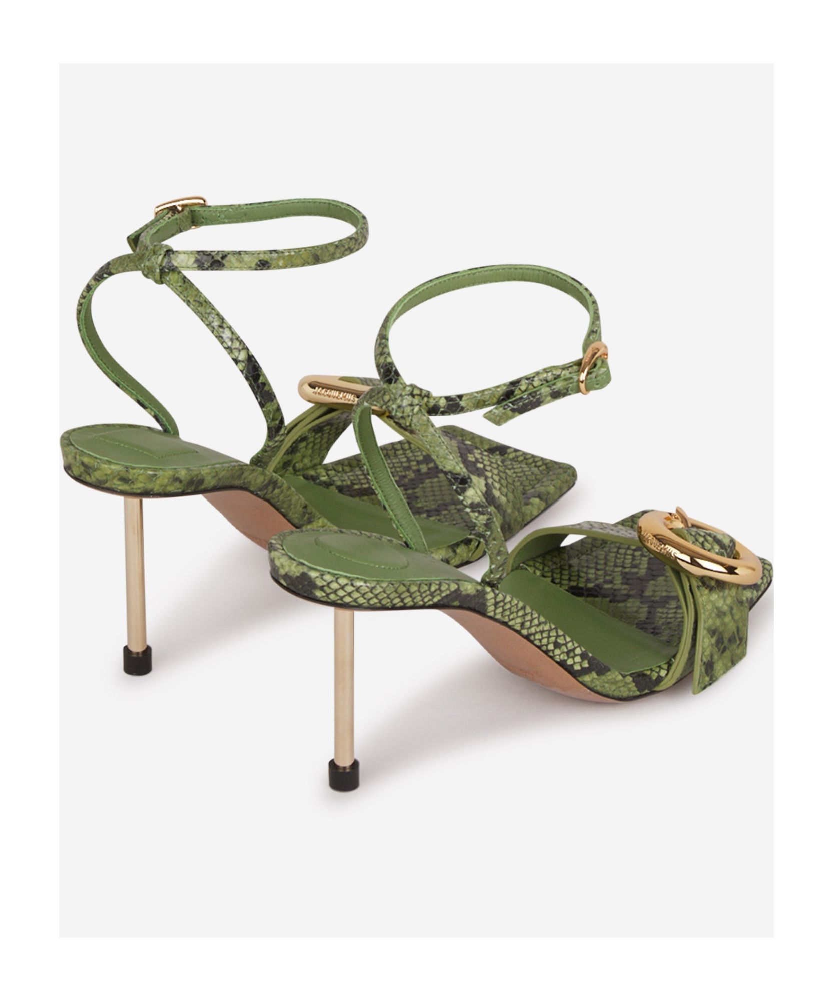 Jacquemus Python-print Leather Sandals In Green