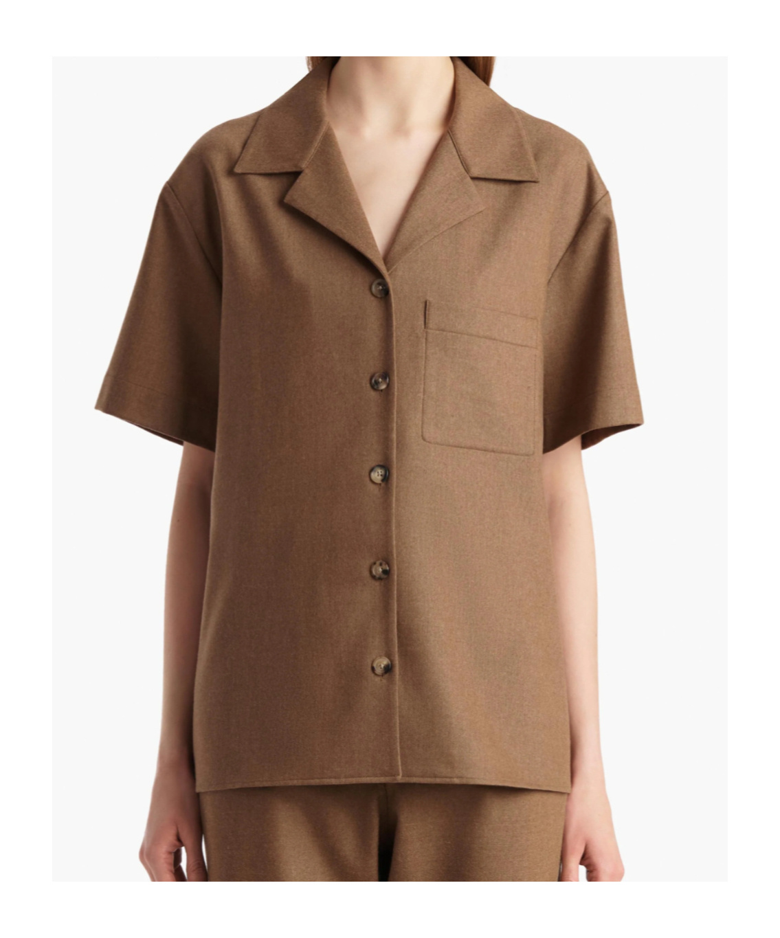 Khaite Short-sleeve Pocket Shirt In Brown