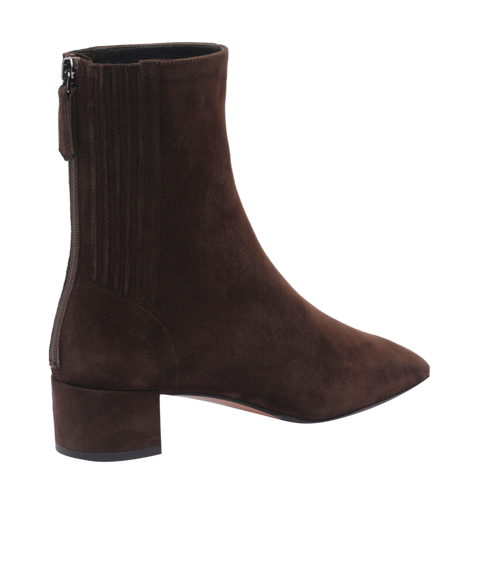 Aquazzura Pointed Toe Brown Suede Ankle Booties In Black