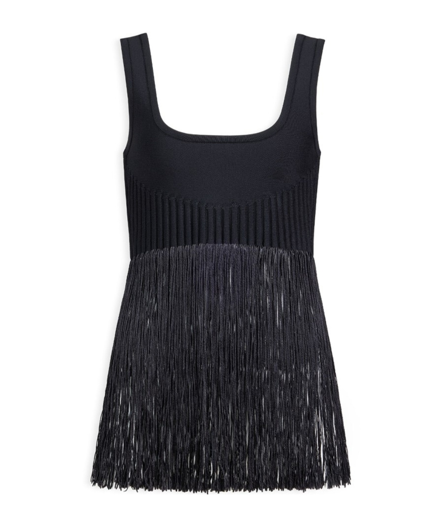 Alaïa Tassel Cropped Knit Top In Black