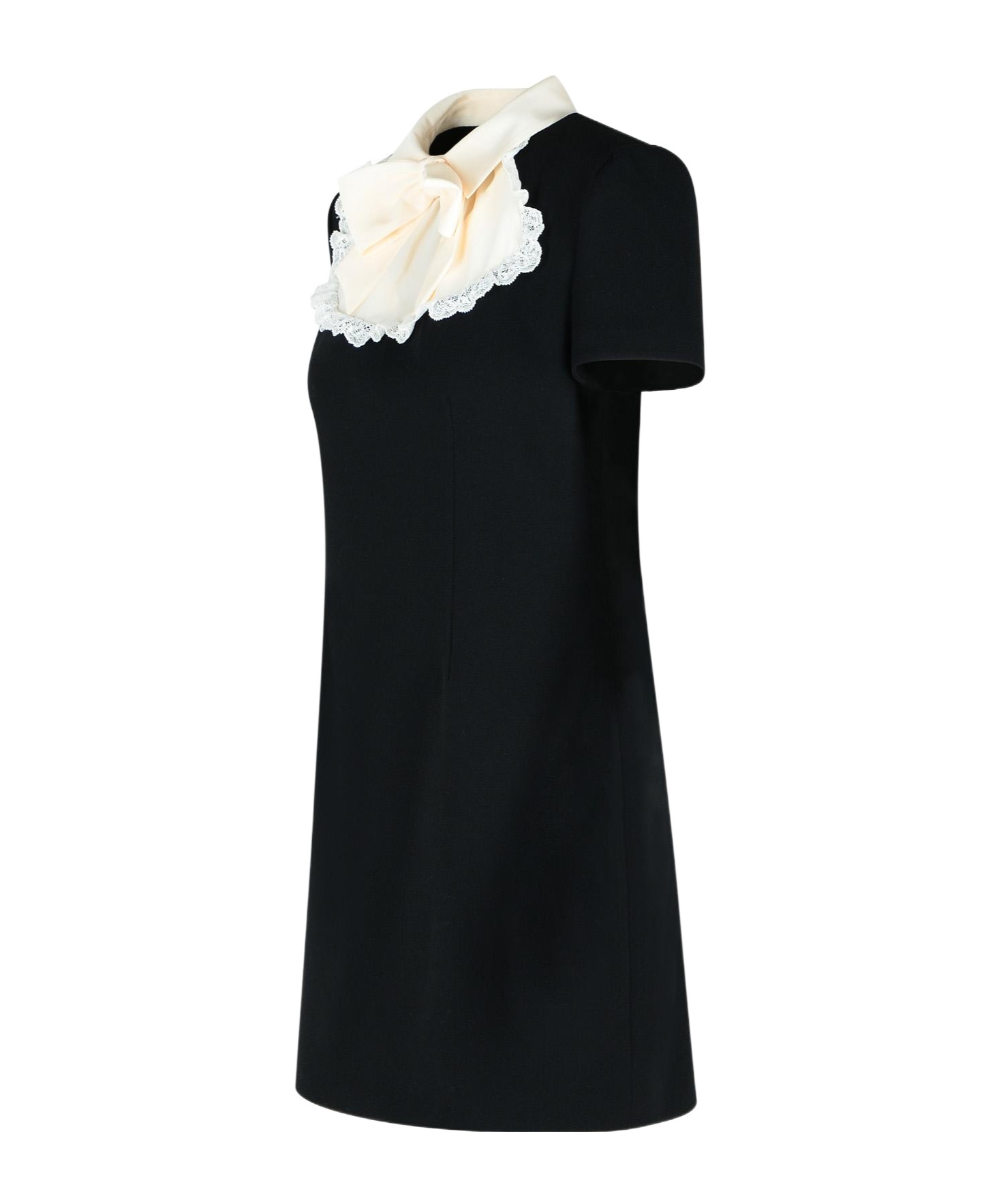 Alessandra Rich Mini Dress With Silk Jabot In Black