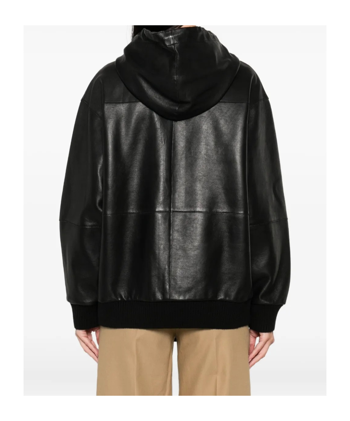P.a.r.o.s.h Hooded Leather Jacket In Black