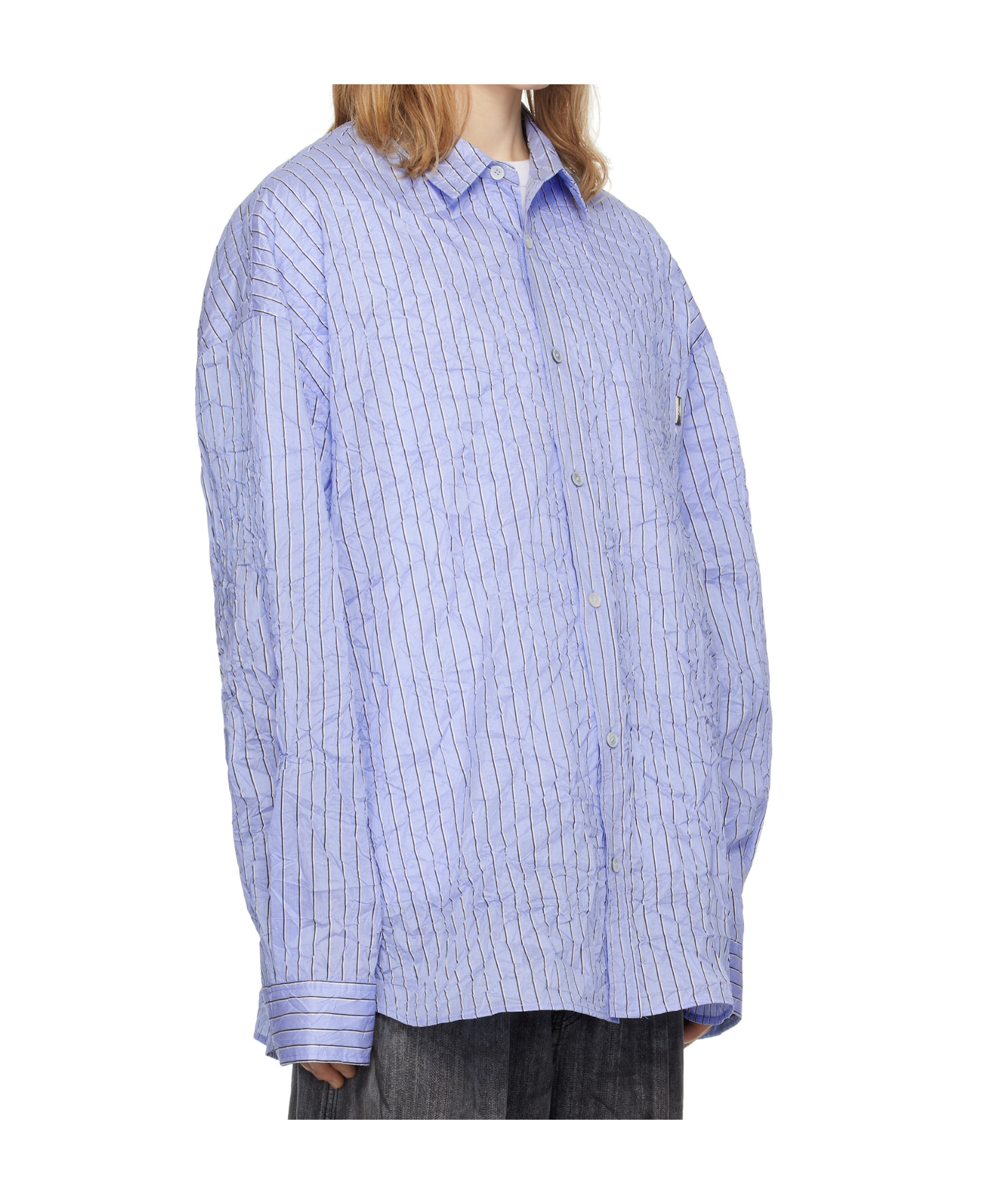 Juunj Blue Crinkled Stripe Shirt In Blue