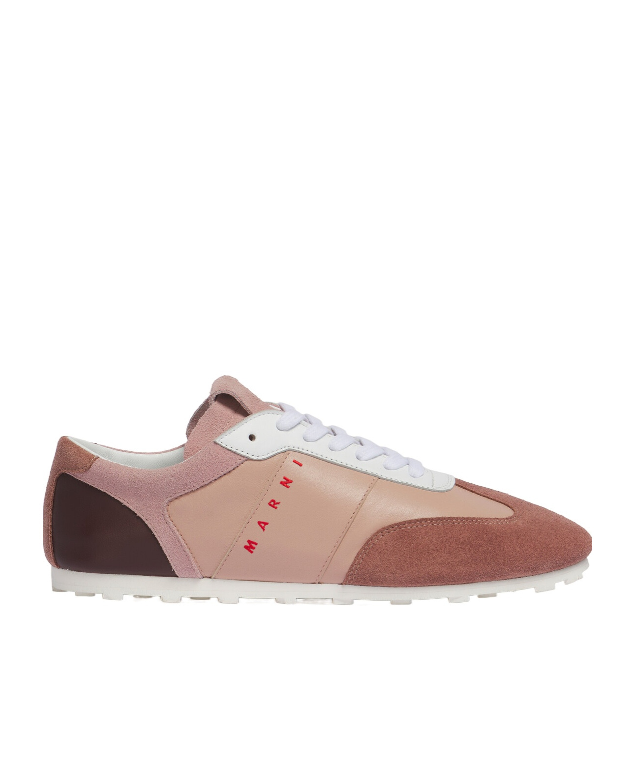 Marni Suede-panel Logo-embroidered Sneakers In Multi