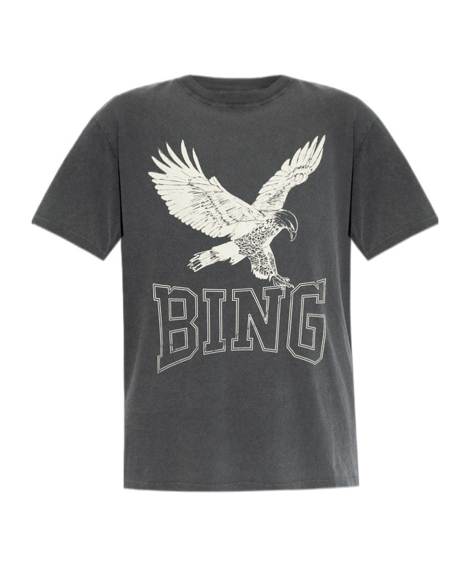 Shop Anine Bing Logo-print Cotton T-shirt In Black