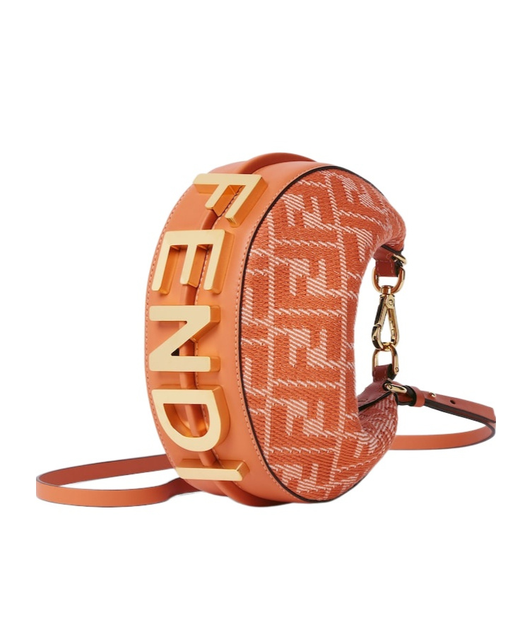 Fendi Women Borsa A Mano Graphy Mini In Denim Ricamato In Multicolor