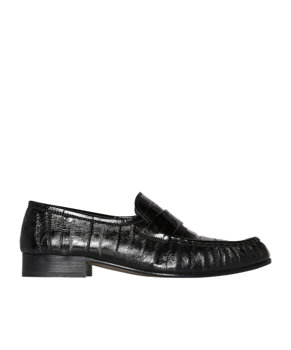 The Row Soft Leather Flat Loafers In Black