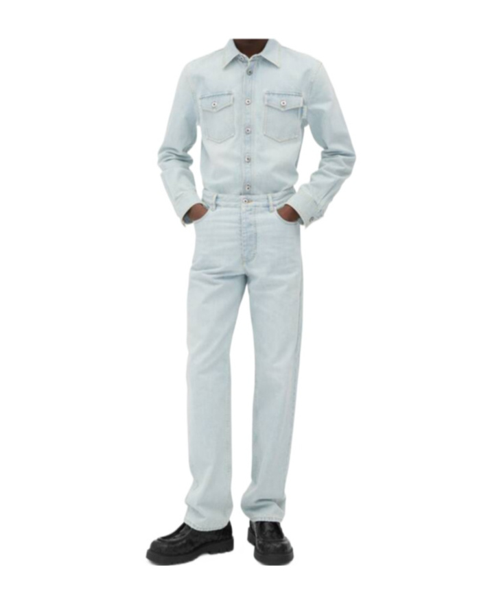 Bottega Veneta Extra Bleached Denim Overshirt In Green