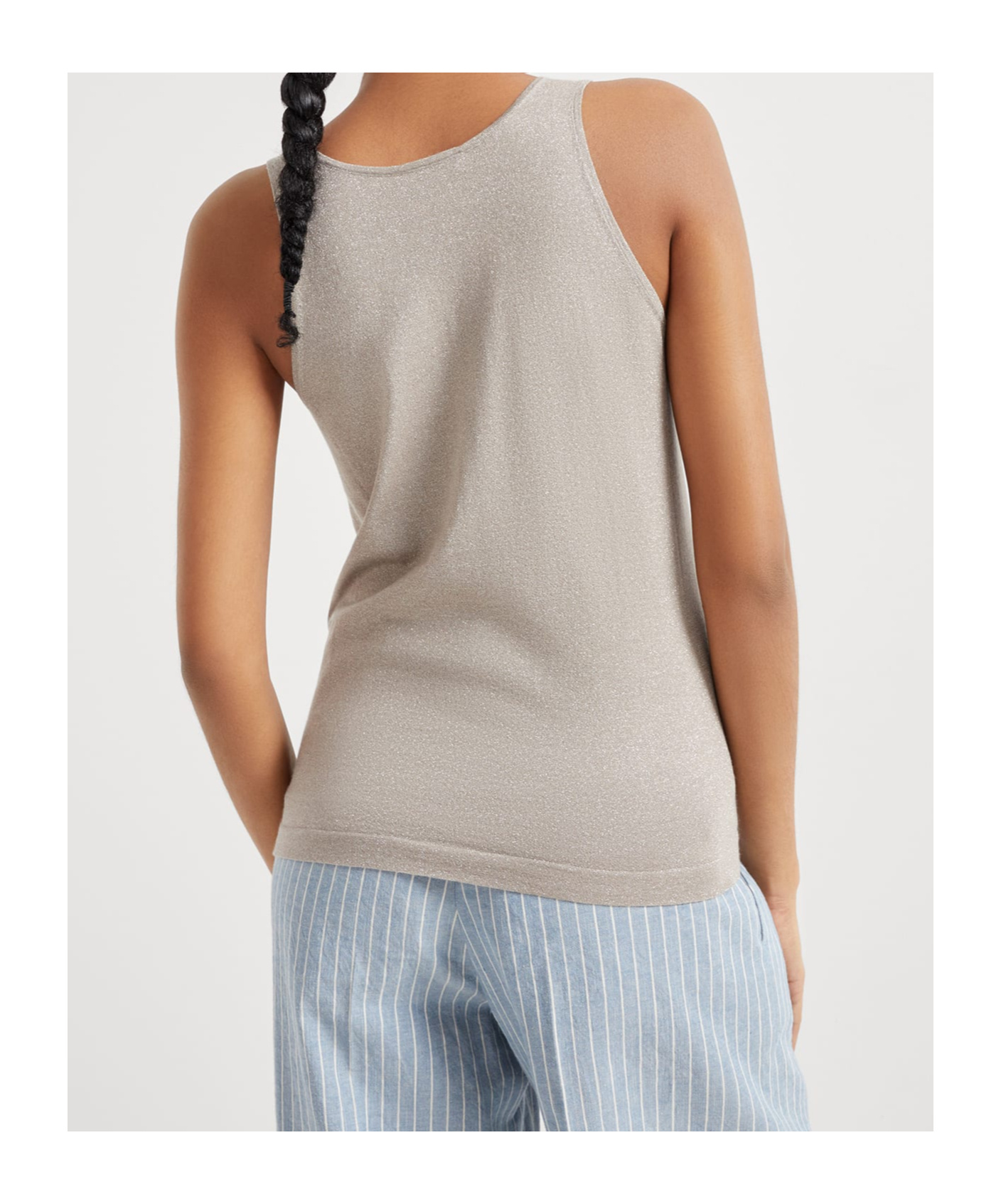 Shop Brunello Cucinelli Lurex Top In Smoky Brown