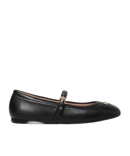 Moschino Women Ballet Flats With Lettering Logo In Black