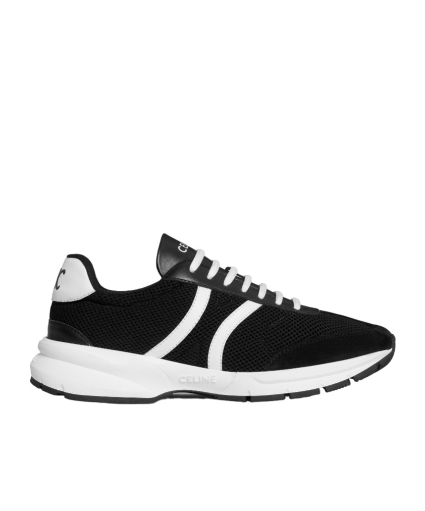 Celine Runner Cr-01 Mesh Fabric Sneakers In Black/fluorescent White
