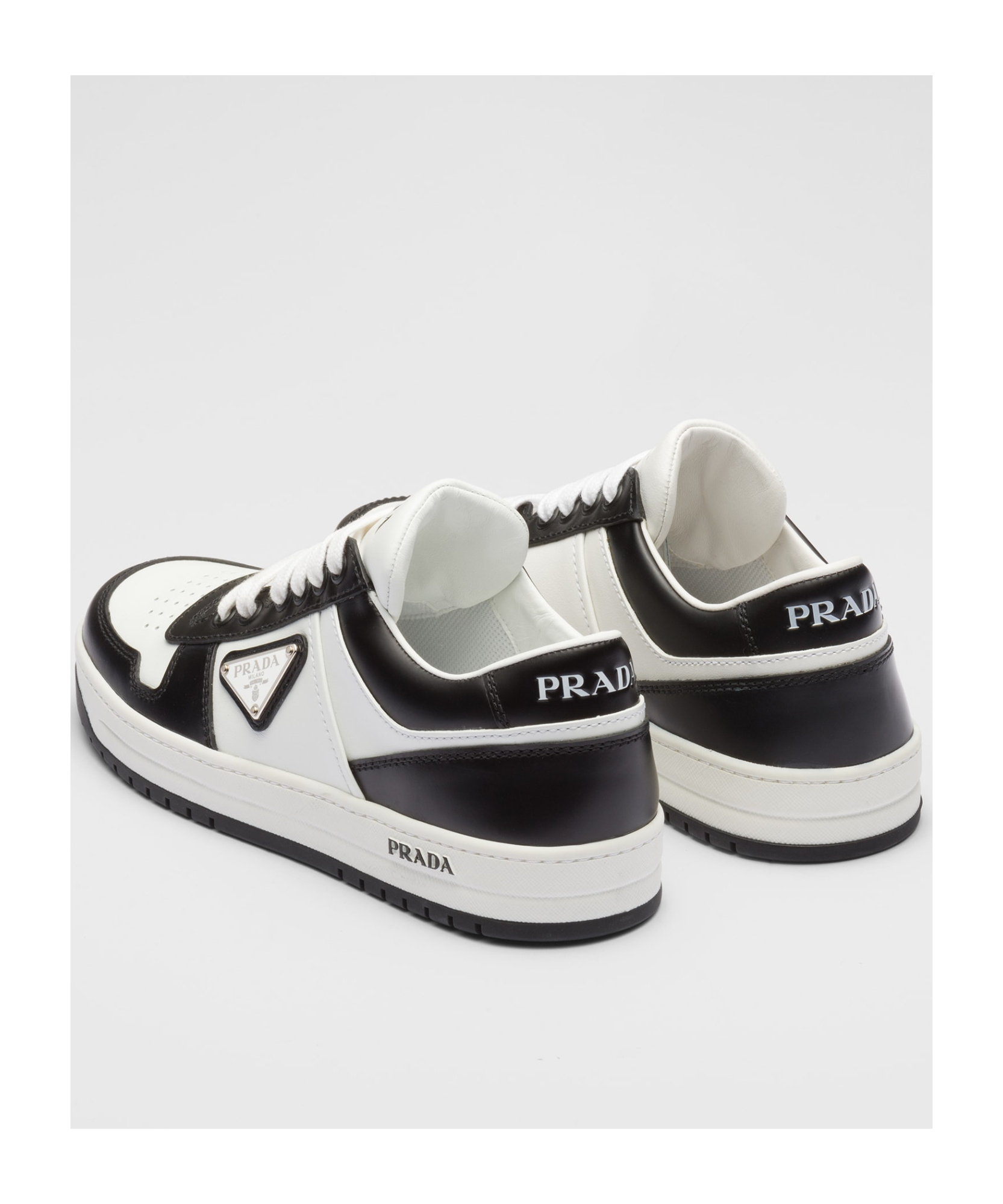 Prada Downtown Sneaker Aus Perforiertem Leder In White