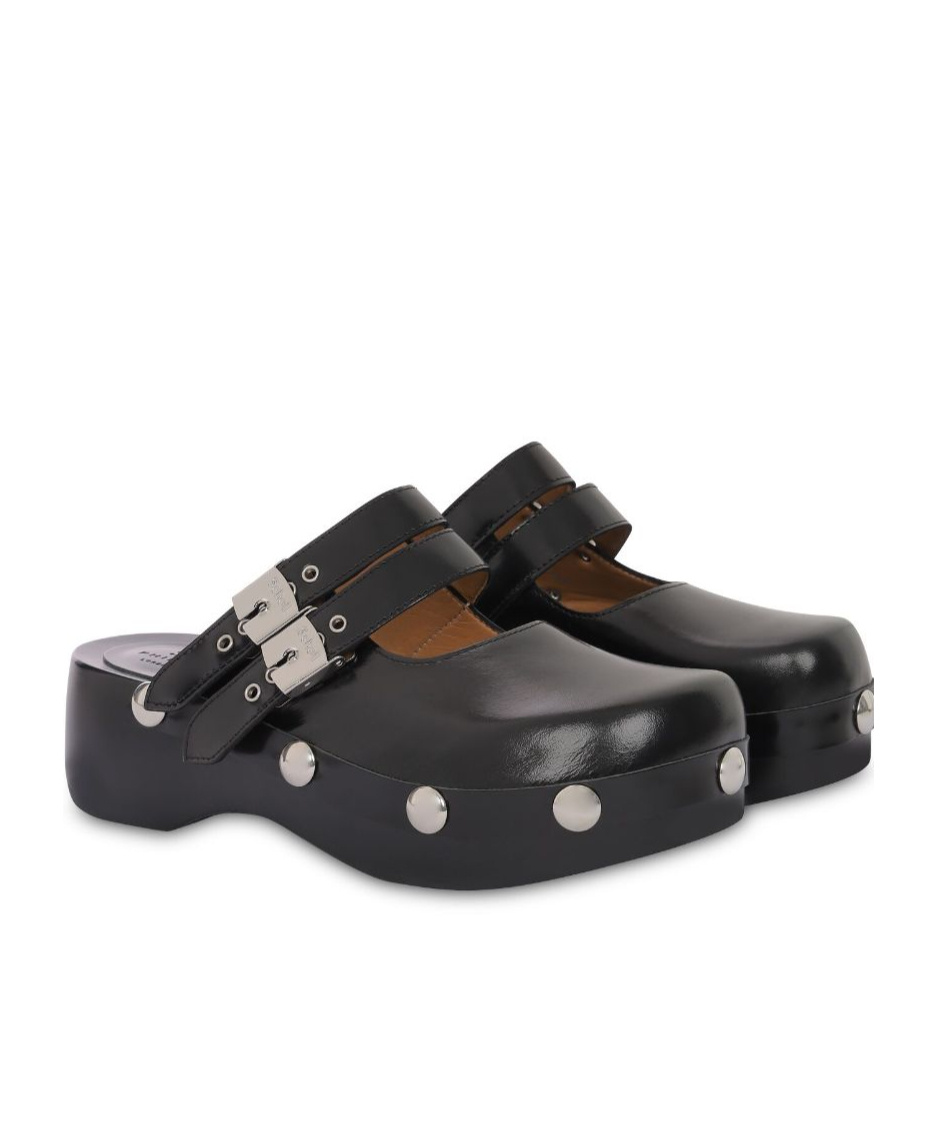 Philosophy Di Lorenzo Serafini Black Leather Mules With Buckles In Black