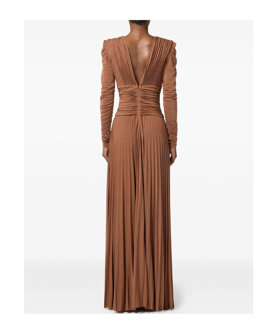 Elisabetta Franchi Red Carpet Dress In Lurex Jersey With Necklace In Animal Print