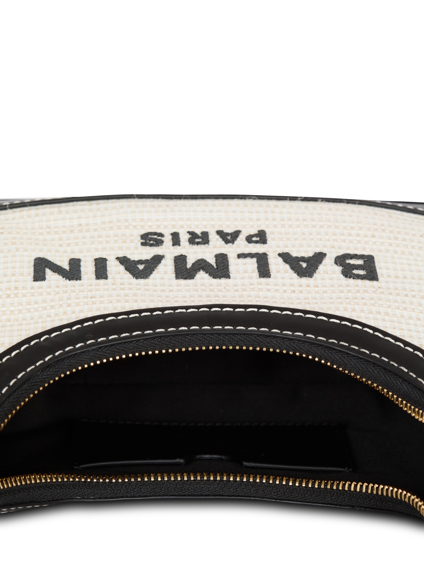 Balmain B-army Shoulder Bag In Raffia And Leather In Black