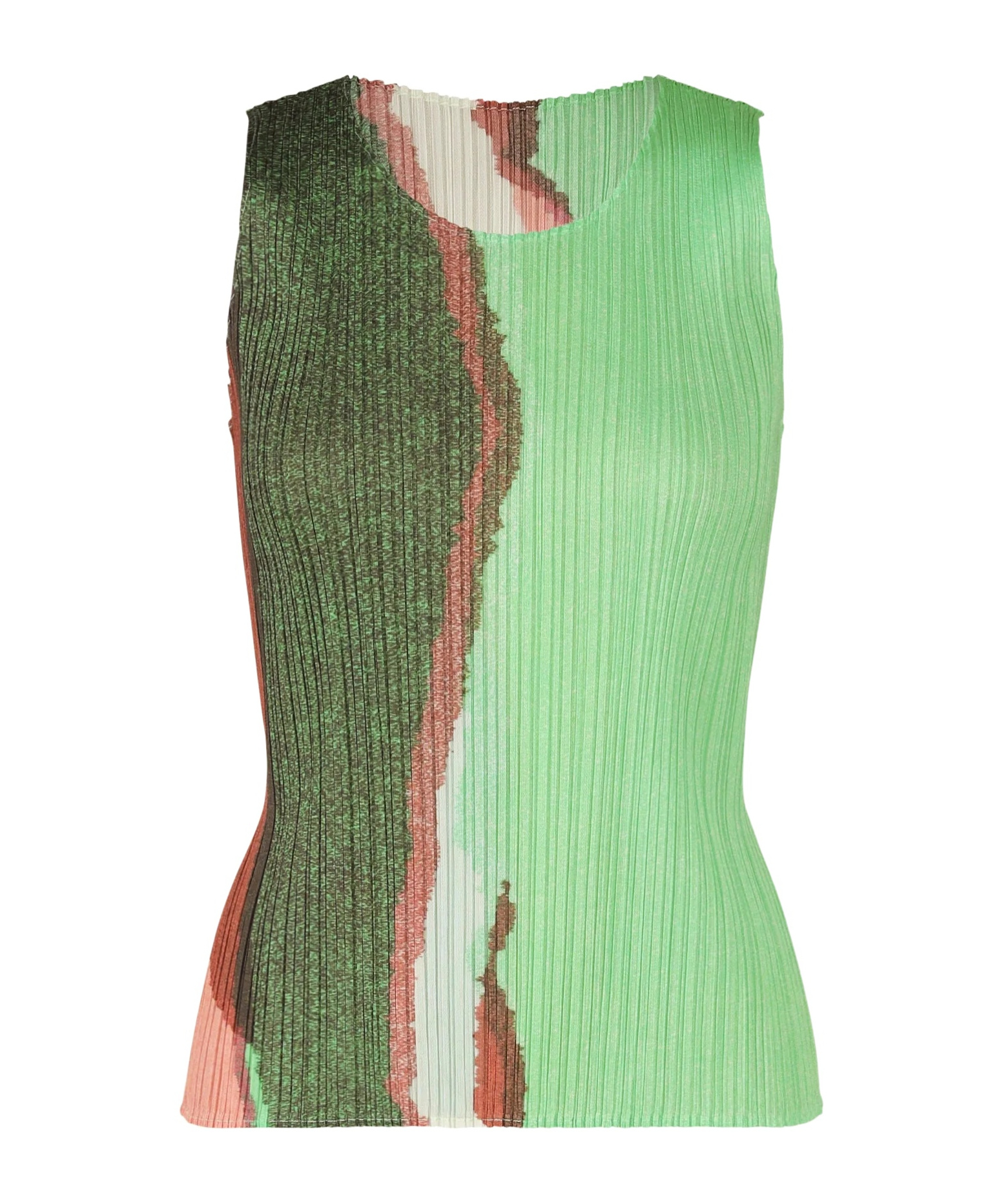 Issey Miyake Abstract-print Sleeveless Top In Green