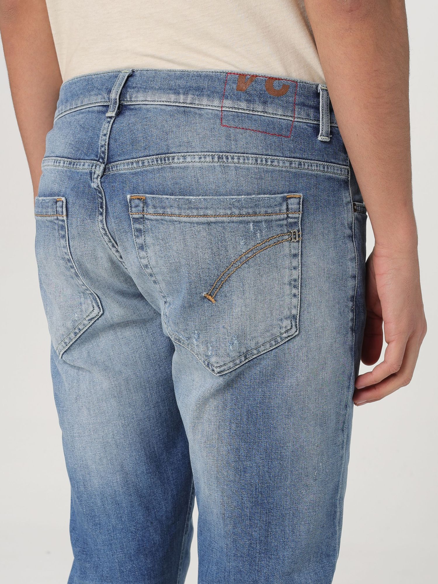 Dondup George Distressed Five-pocket Belted Trousers In Blue