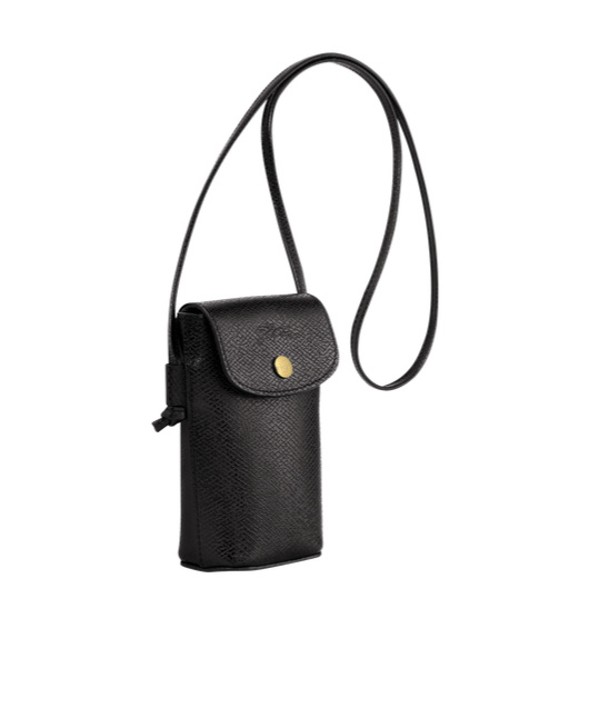Longchamp Logo Details Mobile Phone Bag In Black