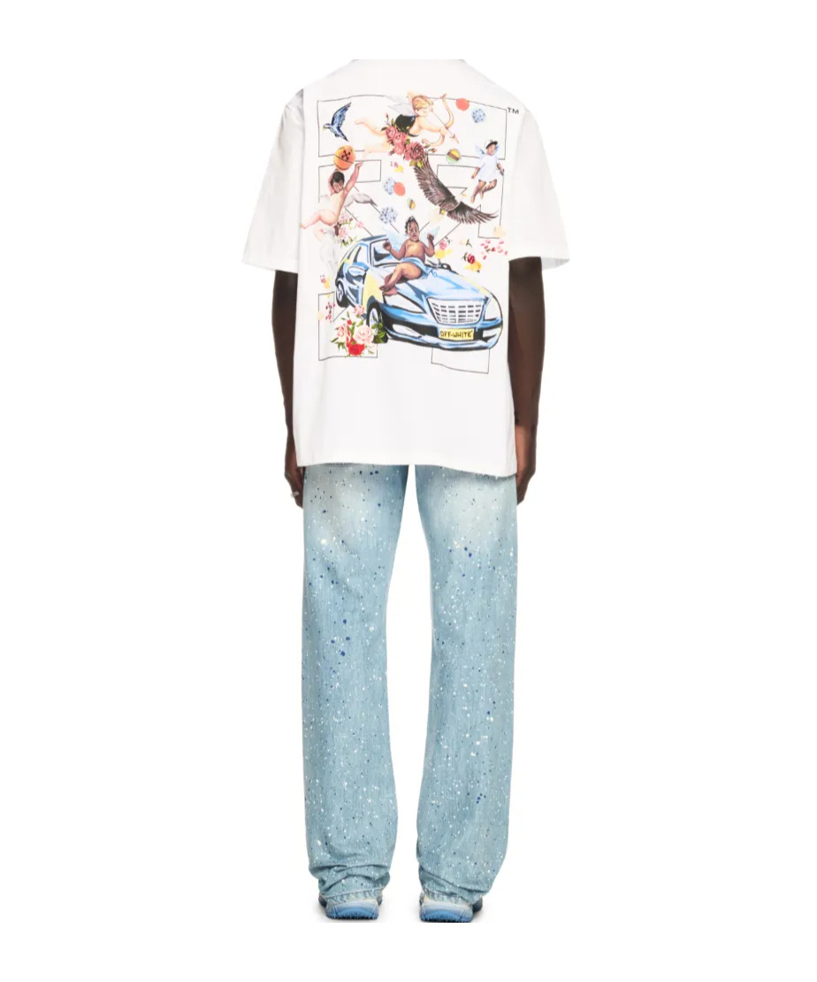 Off-white Paint Splatter Jeans In Blue