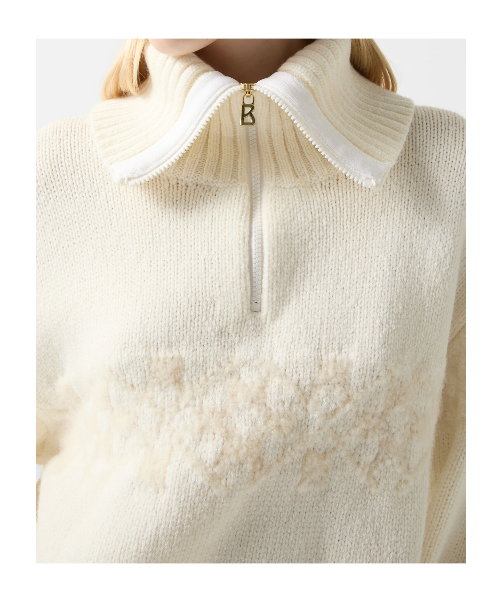 Bogner Elana Half Zip Knit Sweater In White
