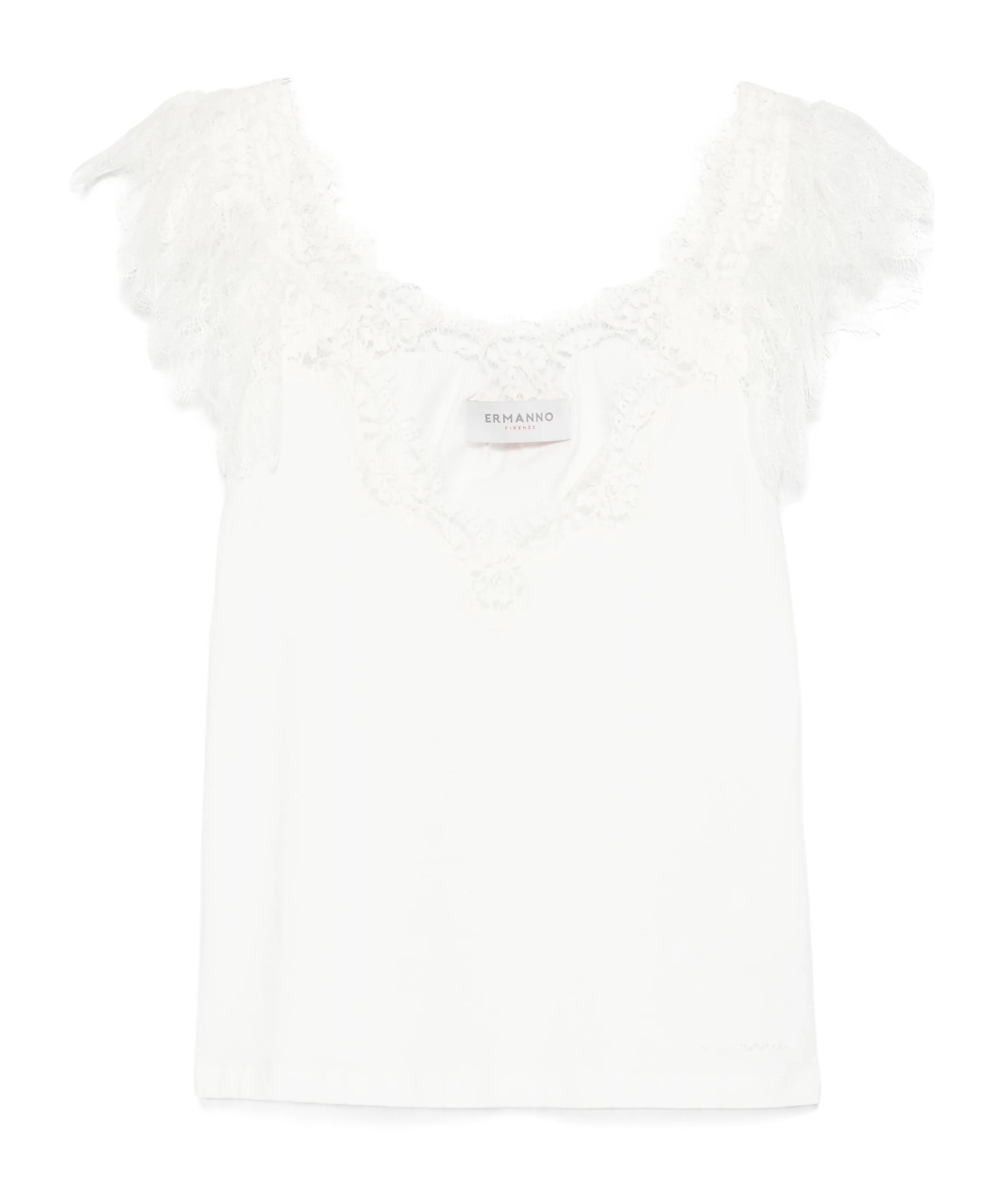 Ermanno Firenze Lace-trim Tank Top In White