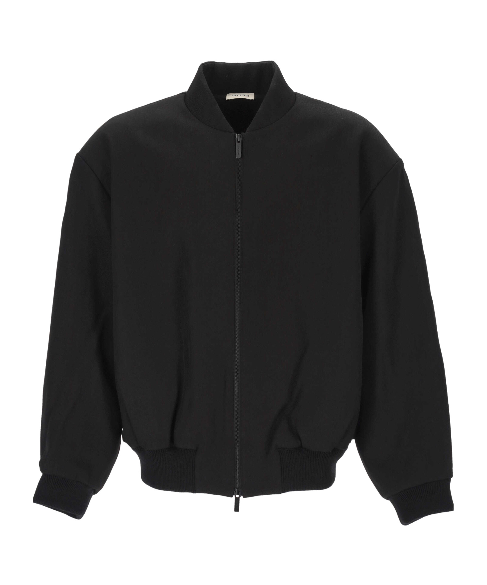 Fear Of God Black Nylon Bomber With High Collar In Black