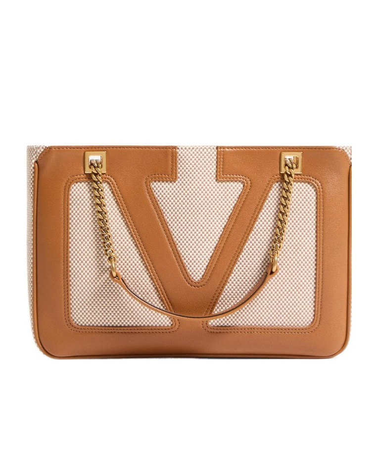 Valentino Small Viva Superstar Canvas Shoulder Bag In Brown