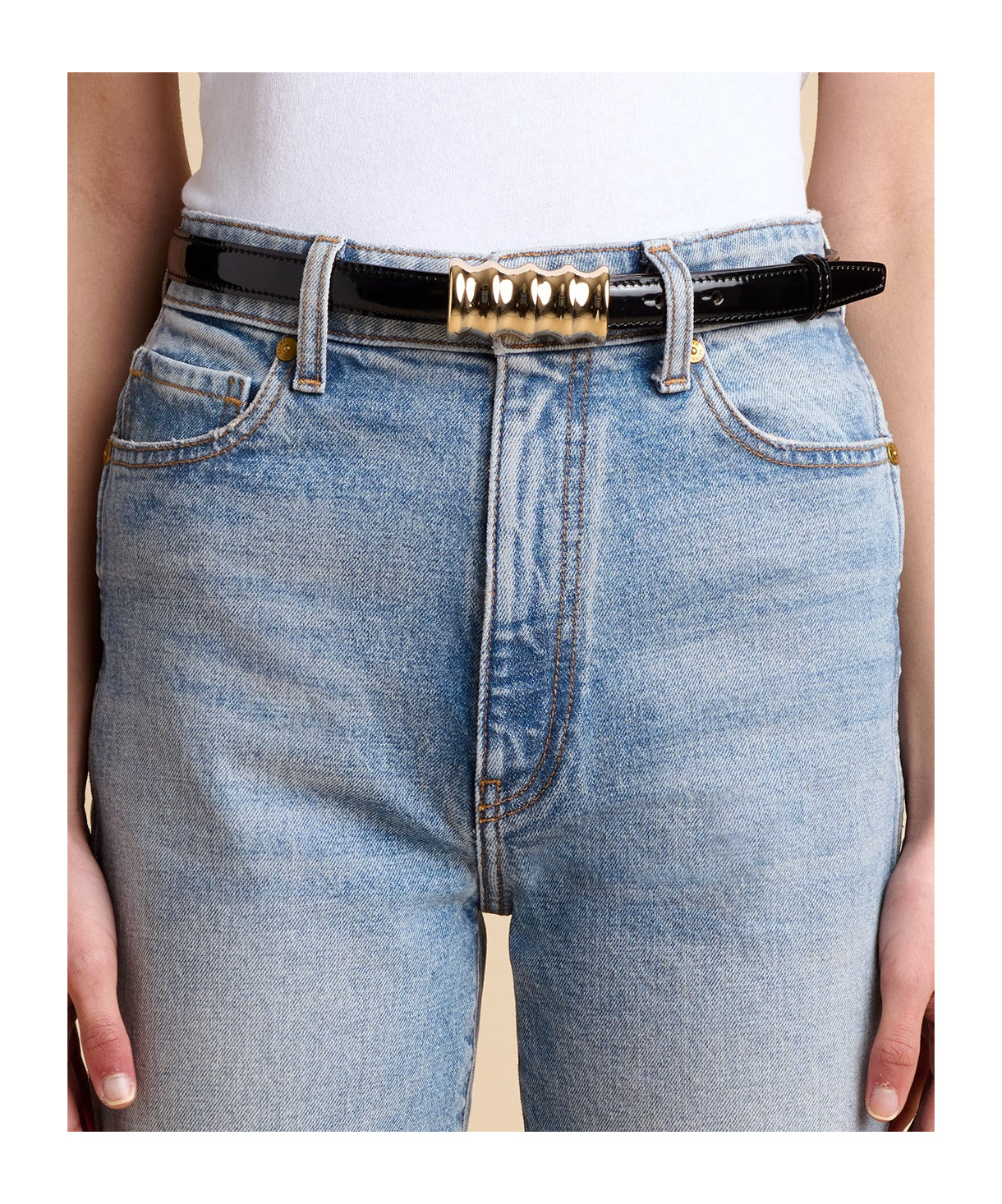 Khaite The Small Julius Leather Belt In Black