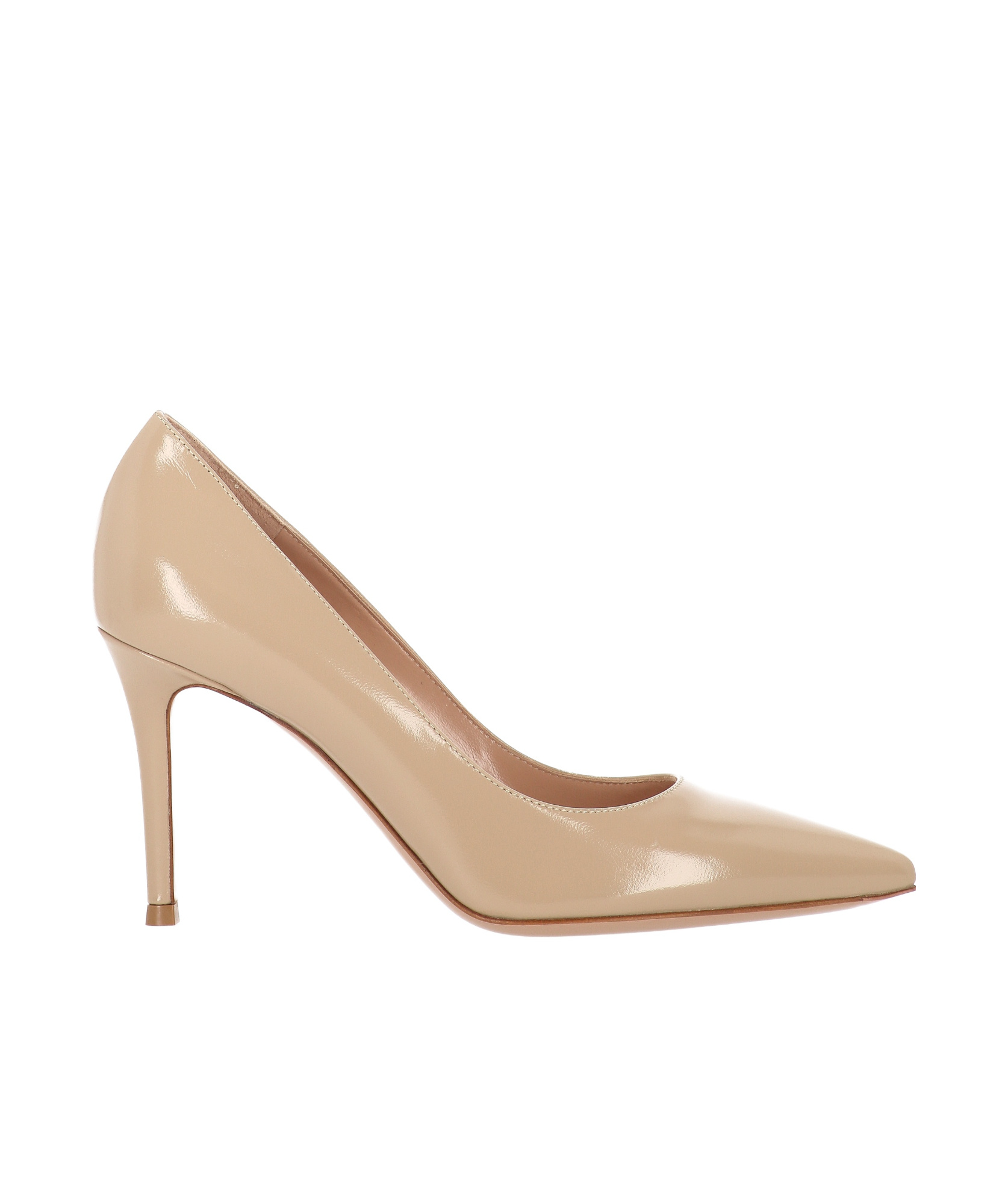 Gianvito Rossi Patent Leather Pigalle Pump Heel In Nude