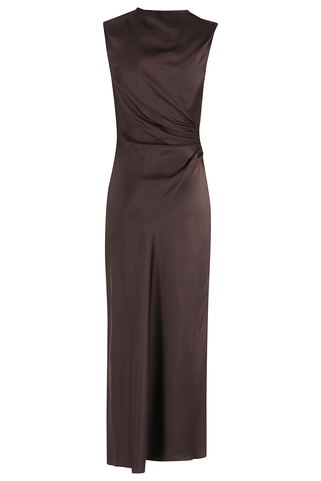Loulou Studio Abito Roan In Seta Marrone Donna In Black