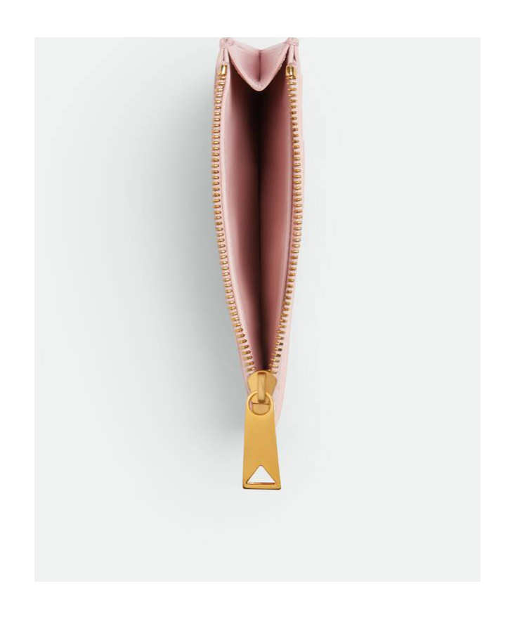 Bottega Veneta Woven Zipper Card Bag In Pink
