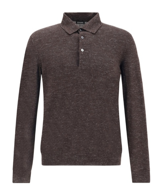 Zegna Silk Long Sleeve Top In Brown