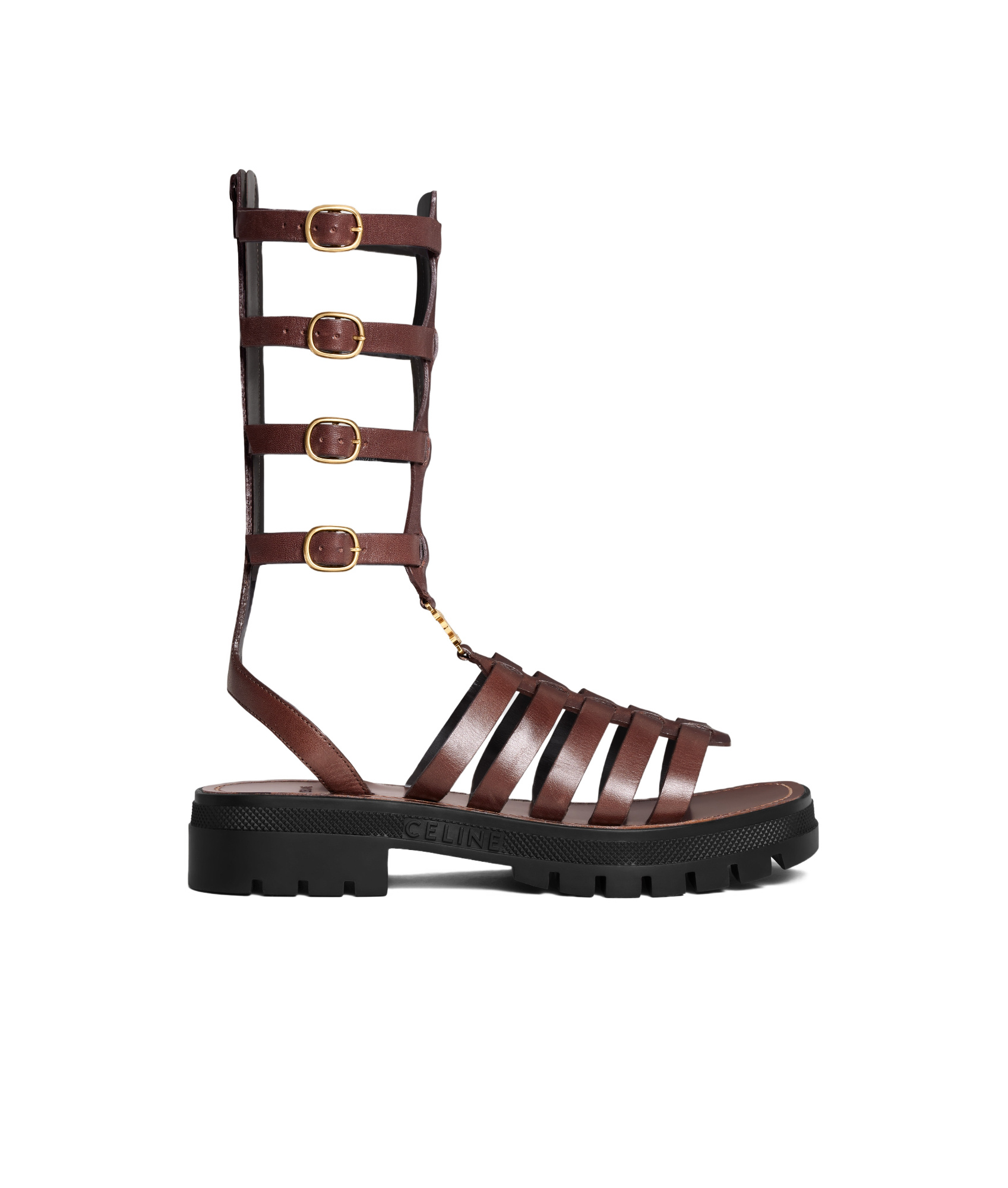 Celine Clea Triomphe Medium Sandals In Black