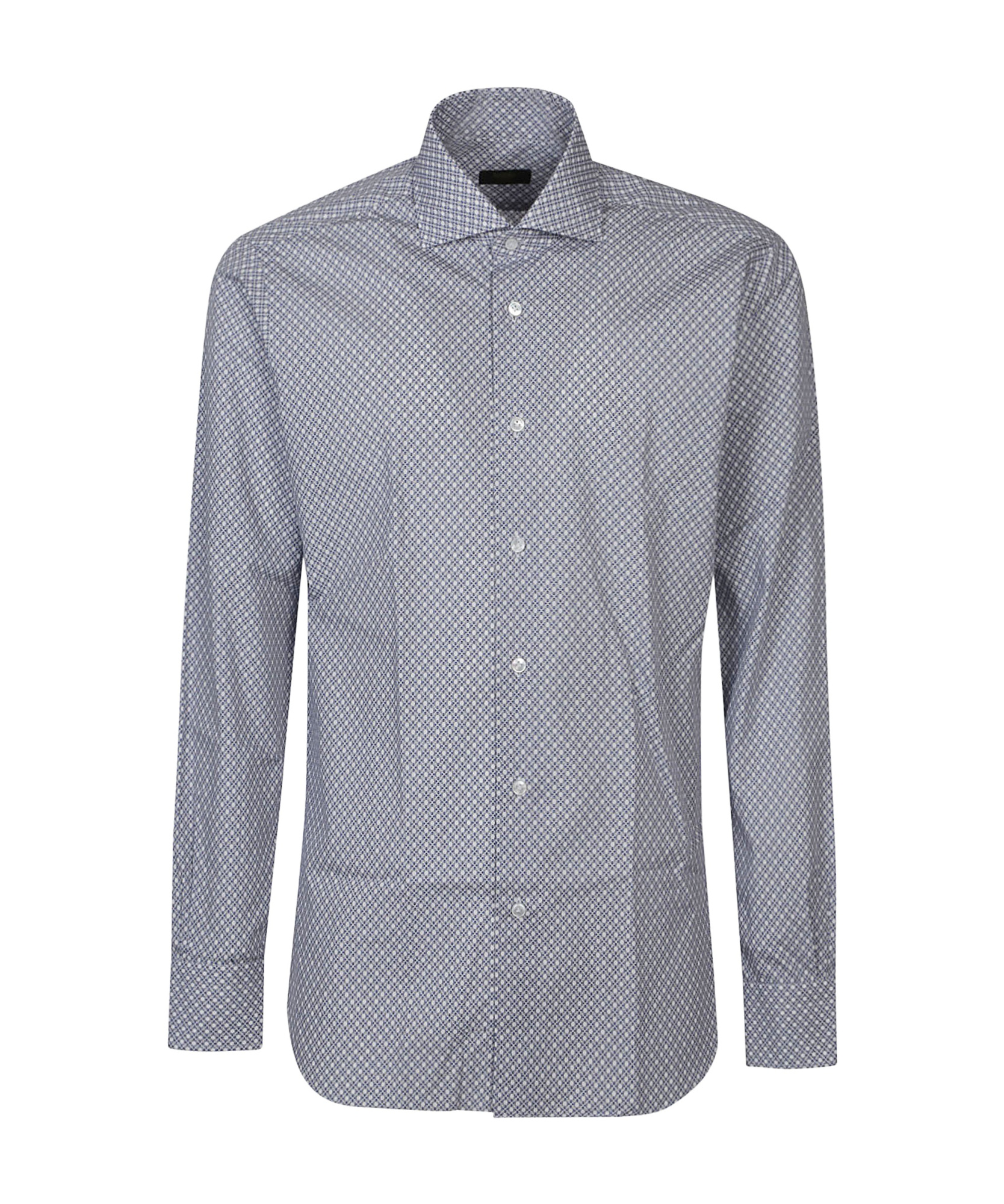 Barba Napoli Geometric-print Cotton Shirt In Gray
