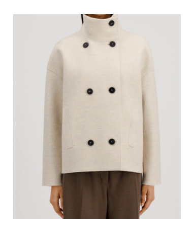 Harris Wharf London Cropped Funnel Jacket Pressed Wool In Multi
