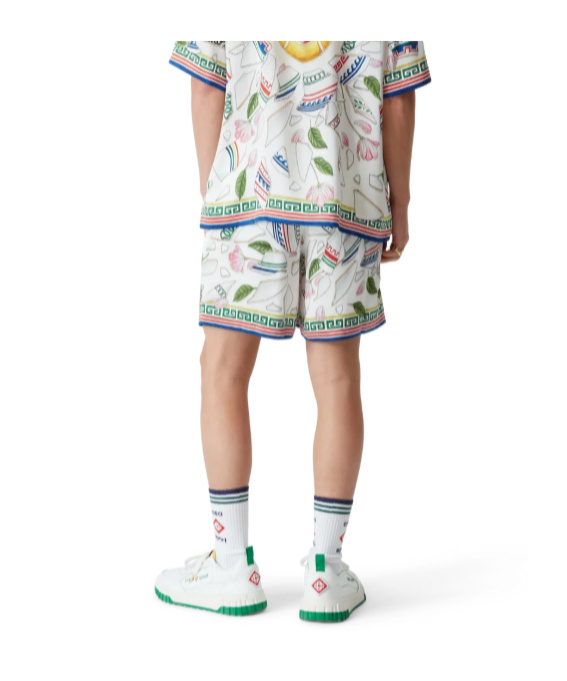 Casablanca Multicolor Pattern Silk Shorts In White