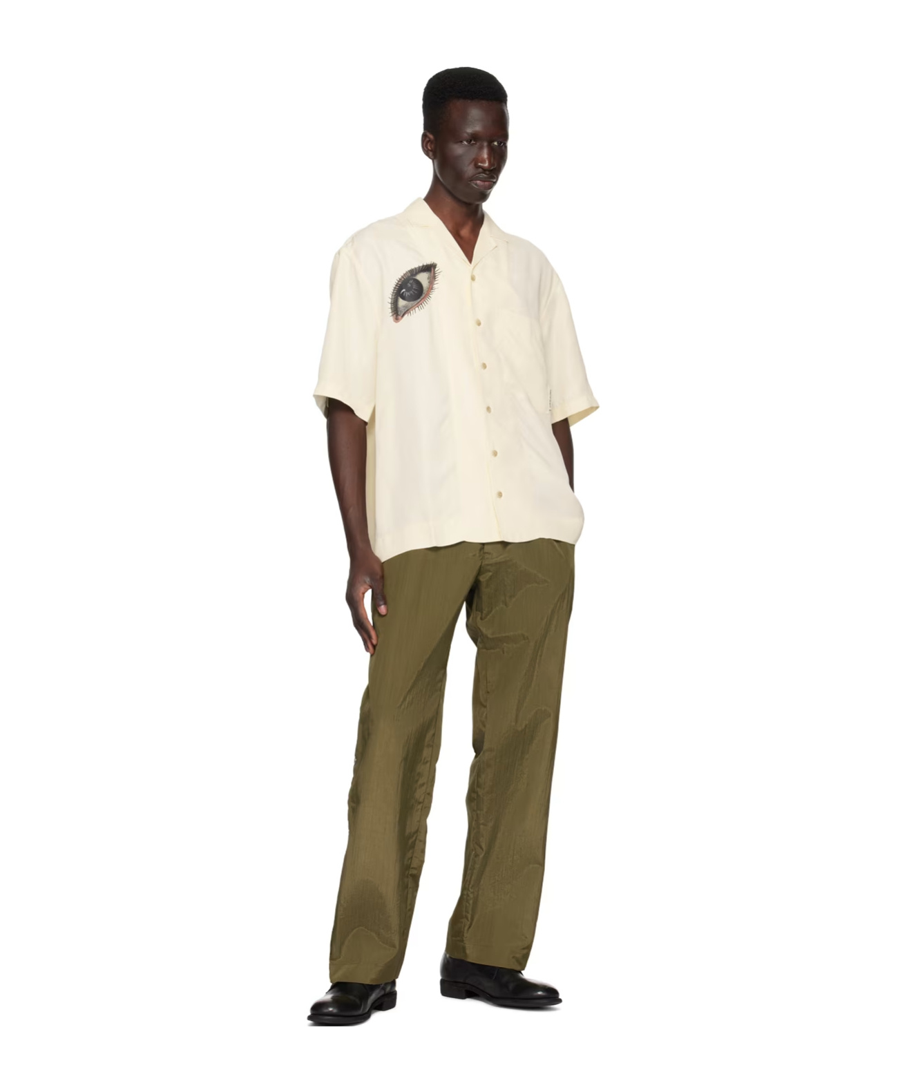 SONG FOR THE MUTE LOGO-STUDS STRAIGHT-LEG TROUSERS 