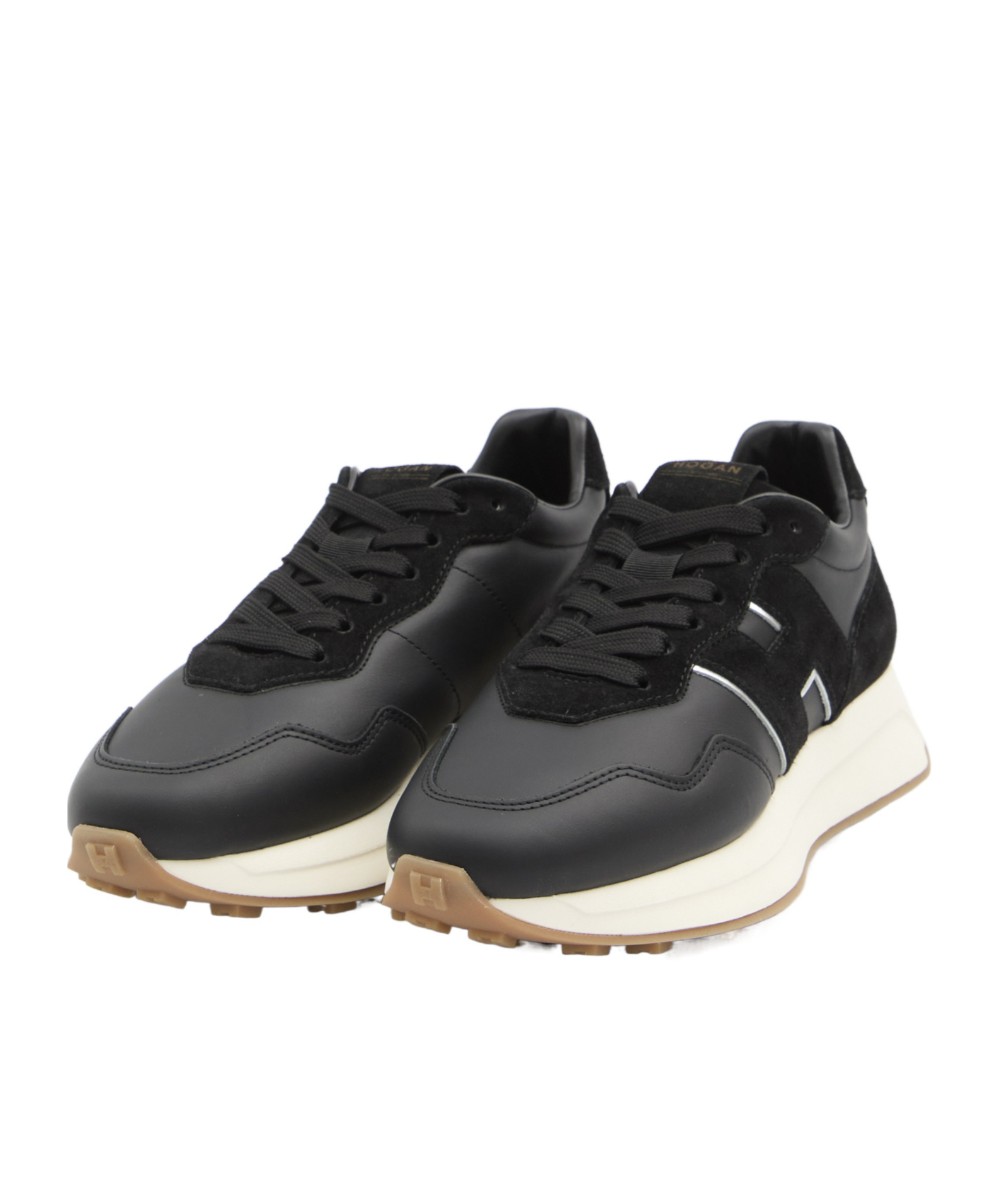 Hogan H641 Black Leather Sneakers In Black