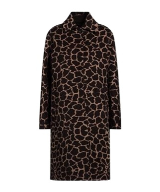 Max Mara Stylish Leopard Print Minimalist Coat In Black