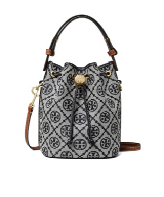 Tory Burch Mini T Monogram Bucket Bag In Black