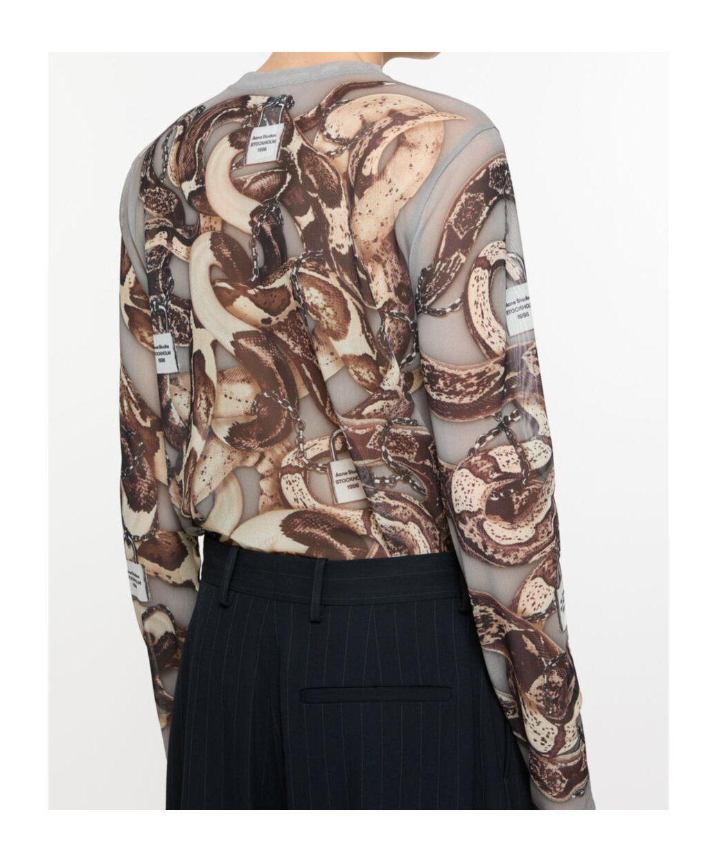 Acne Studios Long-sleeved Printed Top In Gray