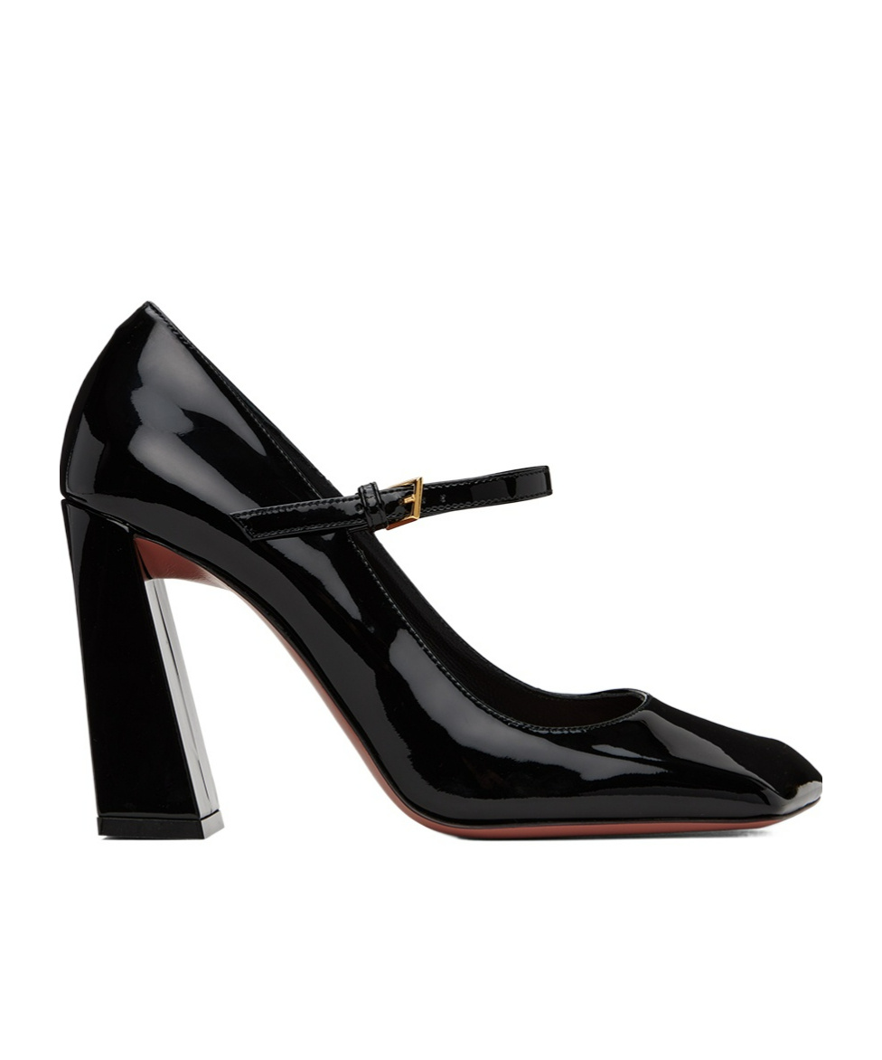 Amina Muaddi Charlotte 95 Patent Leather Mary Jane Pumps In Black