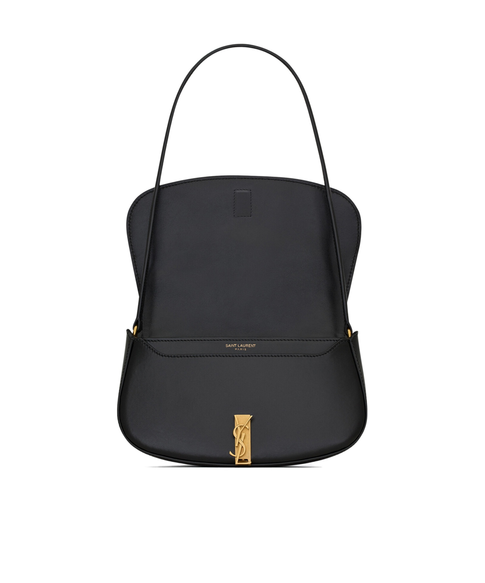 Saint Laurent Voltaire In Box Curved-handle Leather Shoulder Bag In Black