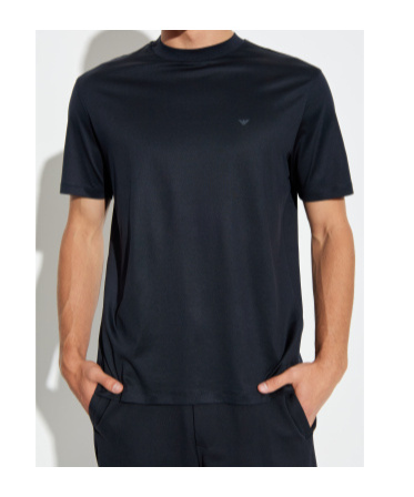 Emporio Armani Logo-embroidered Crew-neck T-shirt In Black