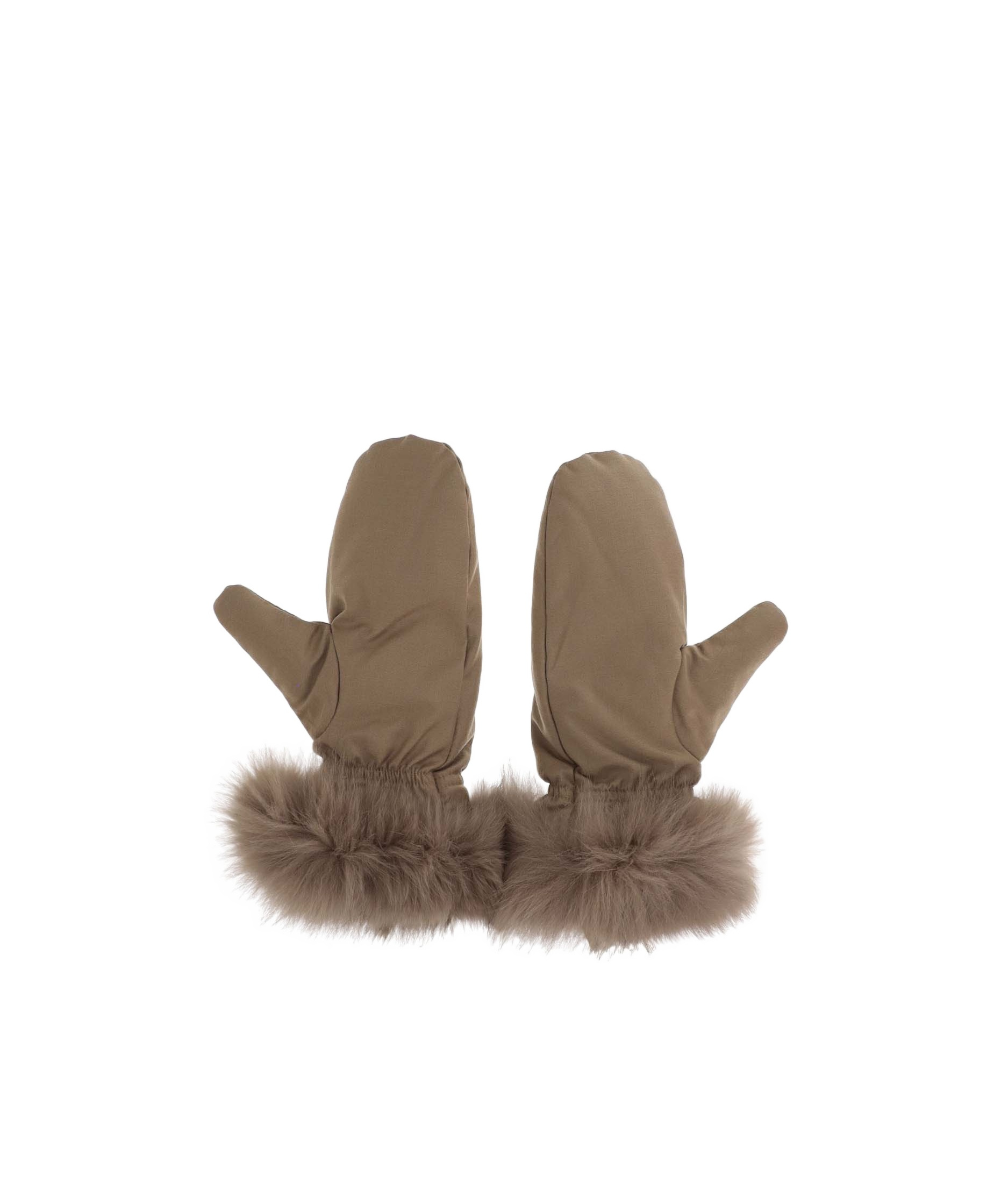 Yves Salomon Plush Trim Gloves In Brown