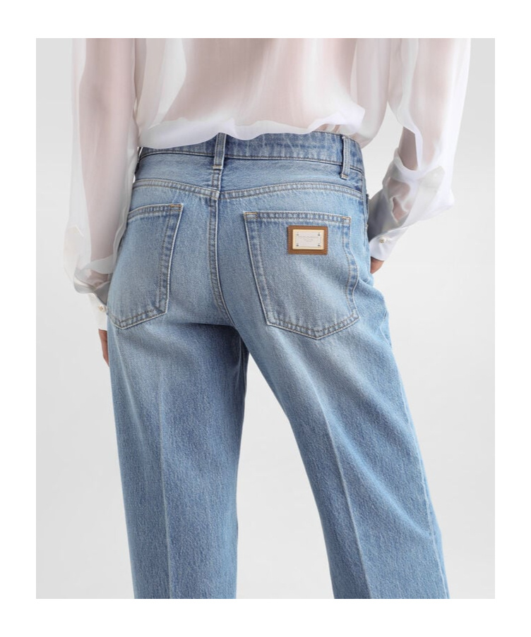 Dolce & Gabbana Straight-leg Blue Jeans With A Distressed Effect In Blue