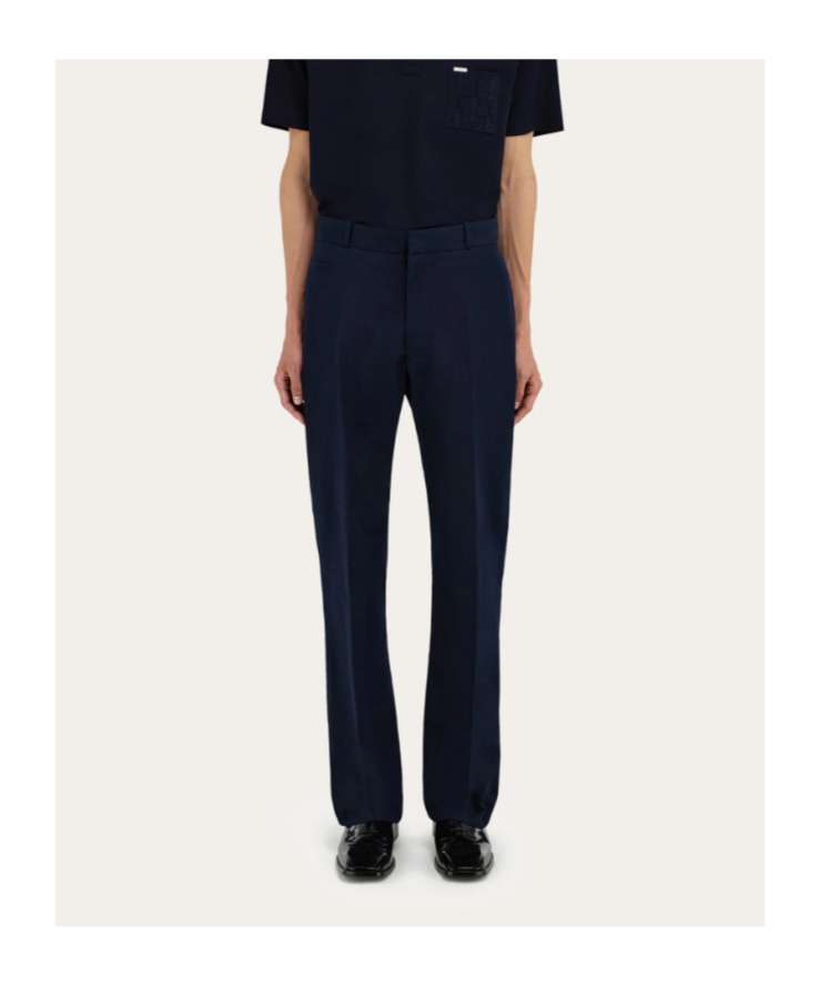 Ferragamo Organic Cotton Trousers In Blue