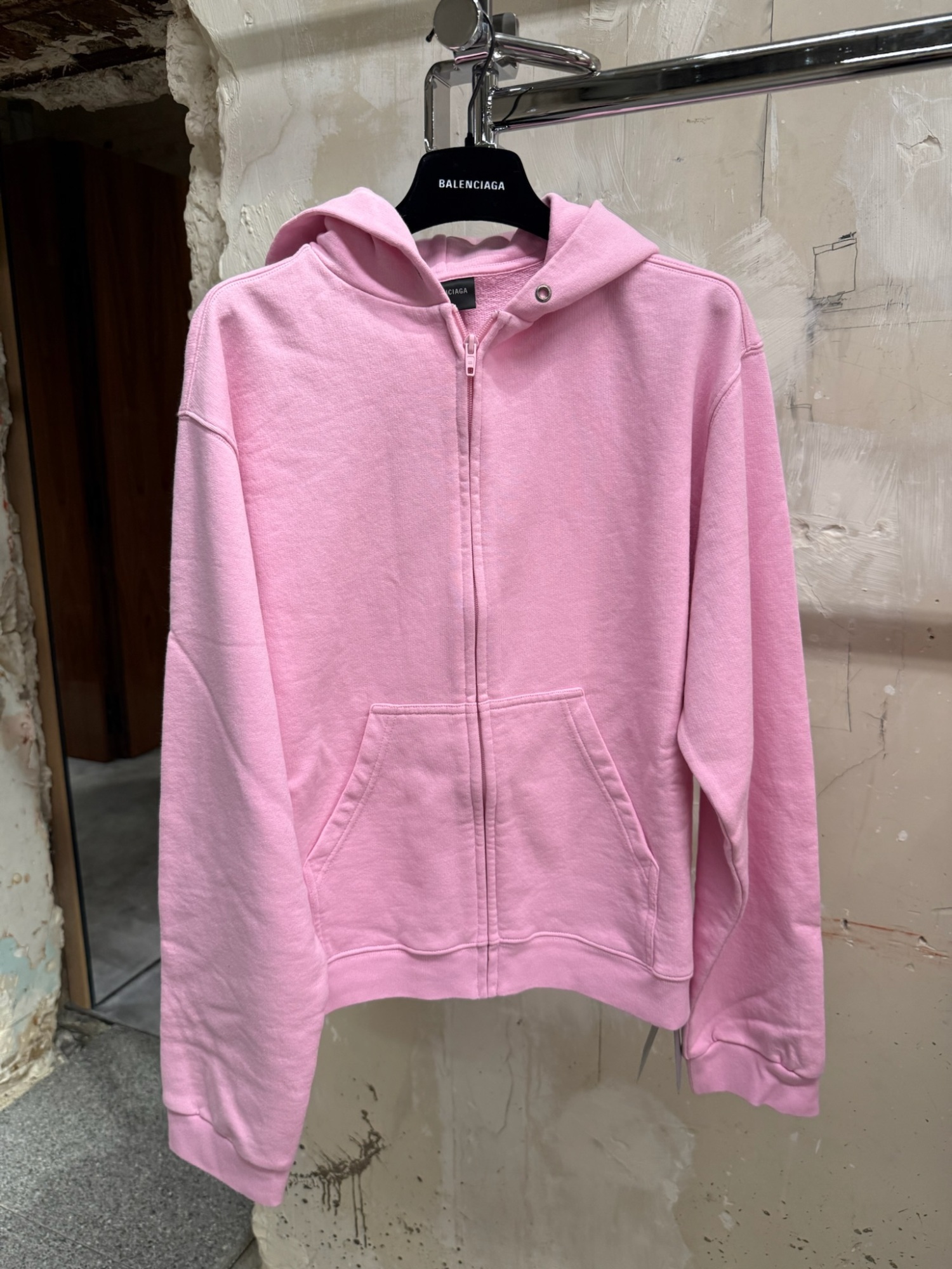 Balenciaga Zippered Hoodie In Pink